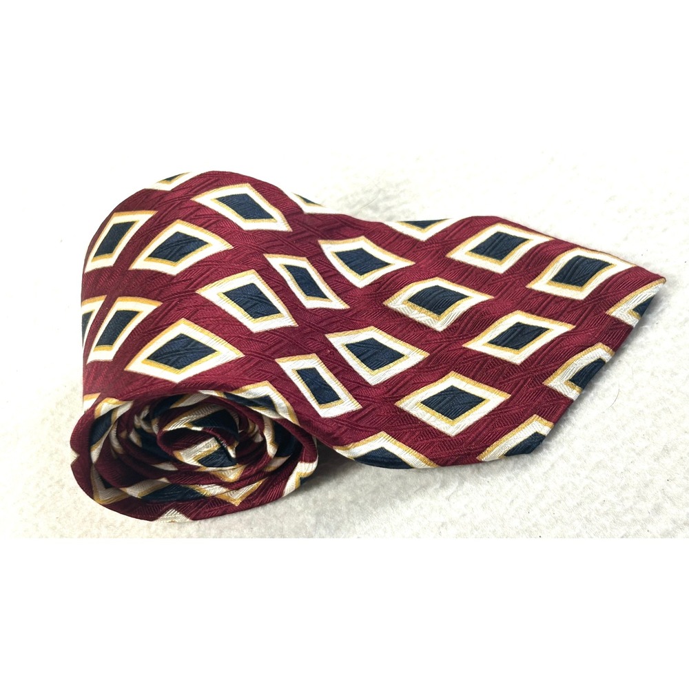 Sterling & Hunt Tie Mens‎ OS Burgundy Geometric Dark Academia